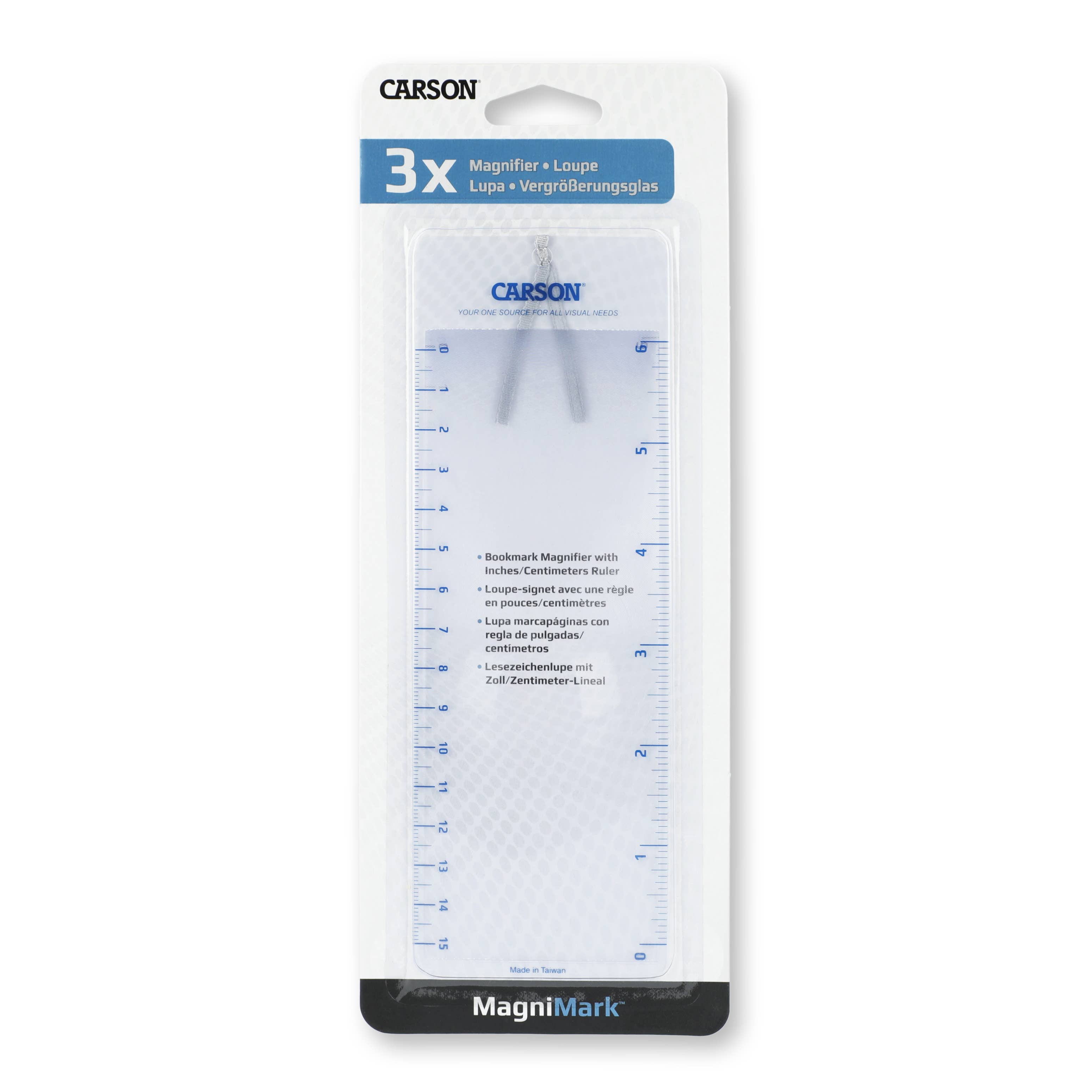 Carson MagniMark MM-22 3x Fresnel Bookmark Magnifier with Ruler