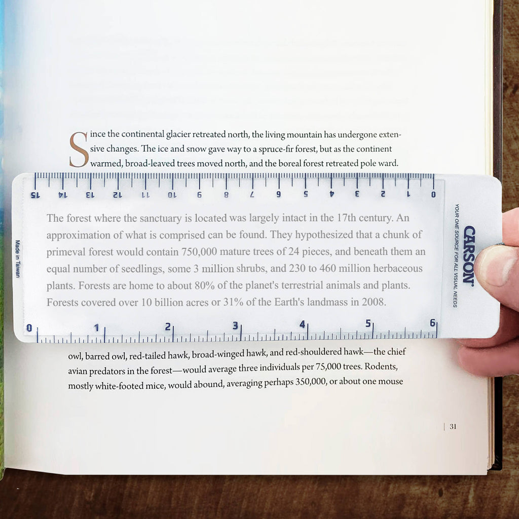 Carson MagniMark MM-22 3x Fresnel Bookmark Magnifier with Ruler